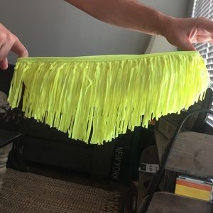 Victoria Secret neon yellow fringe bandeau bikini