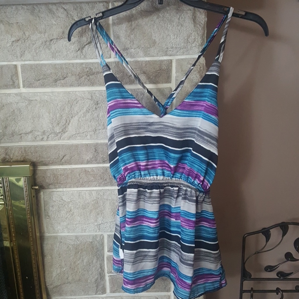 Striped silky tank