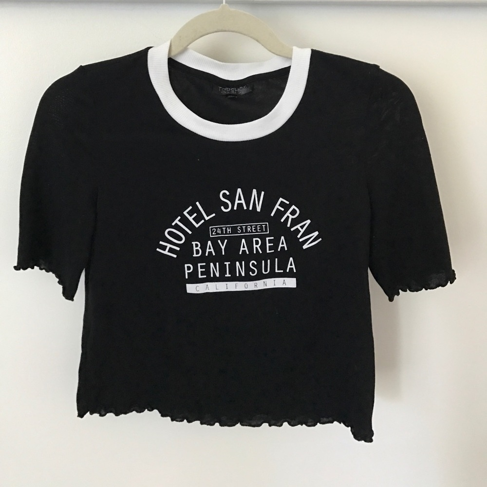 Topshop ruffle San Fran crop tee