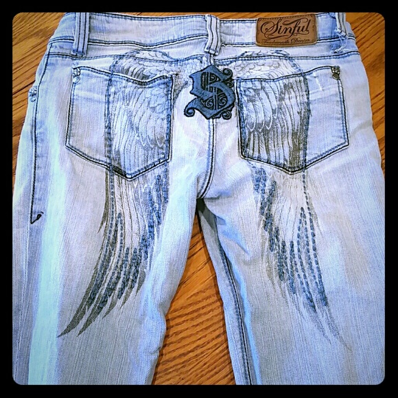 sinful jeans with angel wings