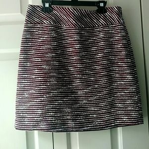 Ann Taylor Loft Red White Black Striped Skirt 4