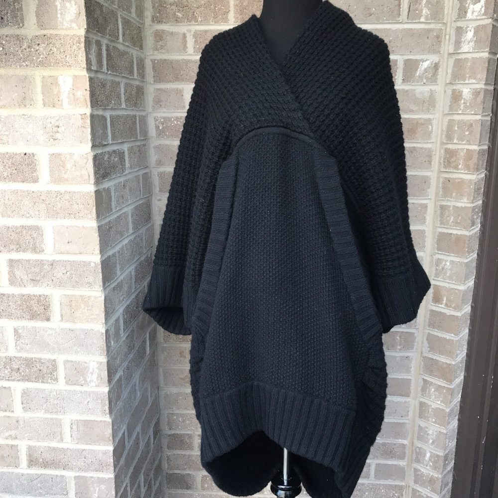 MaxAzria oversized waffle knit poncho