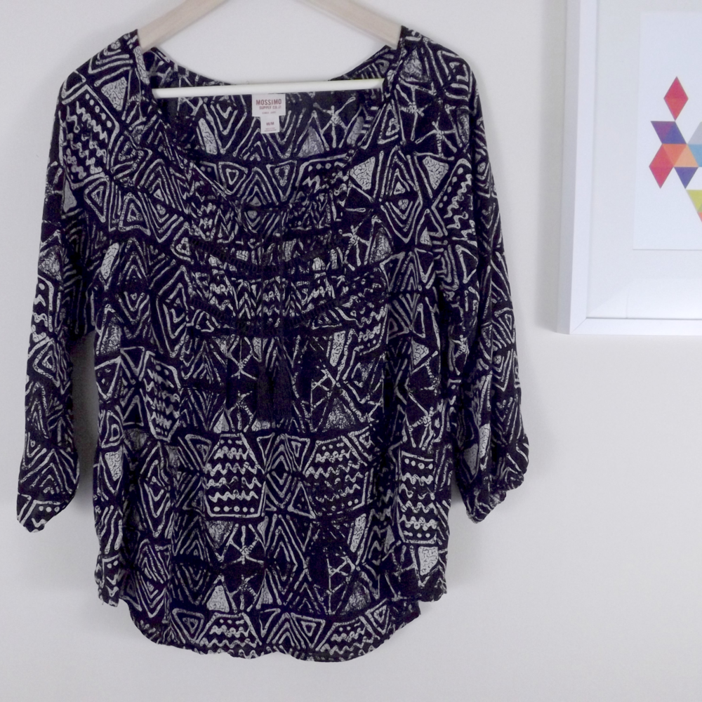 Mossimo  Tribal Print 3/4 Sleeve Top