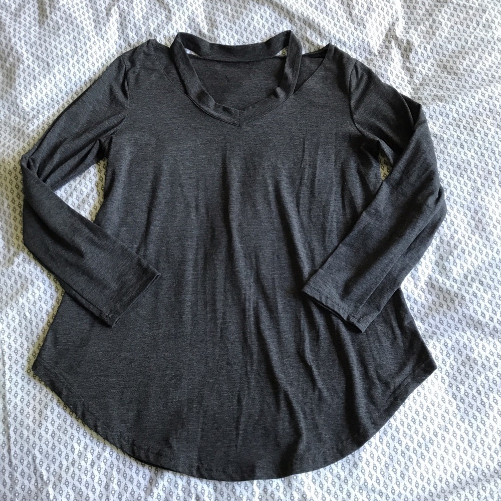 Dark Gray Shirt with Cut Outs