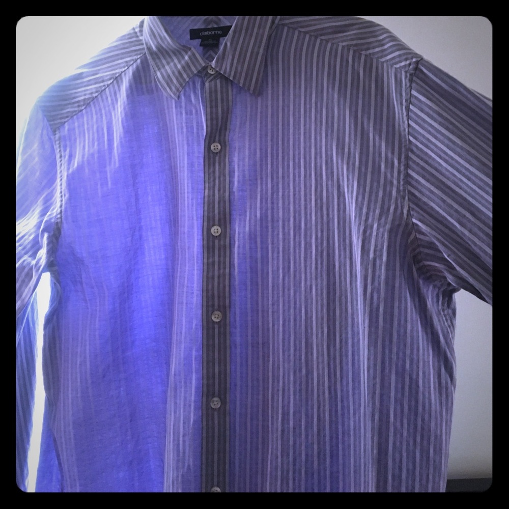 Claiborne Purple and white button down