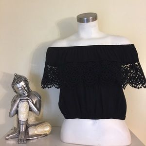 Black off the shoulder shirt