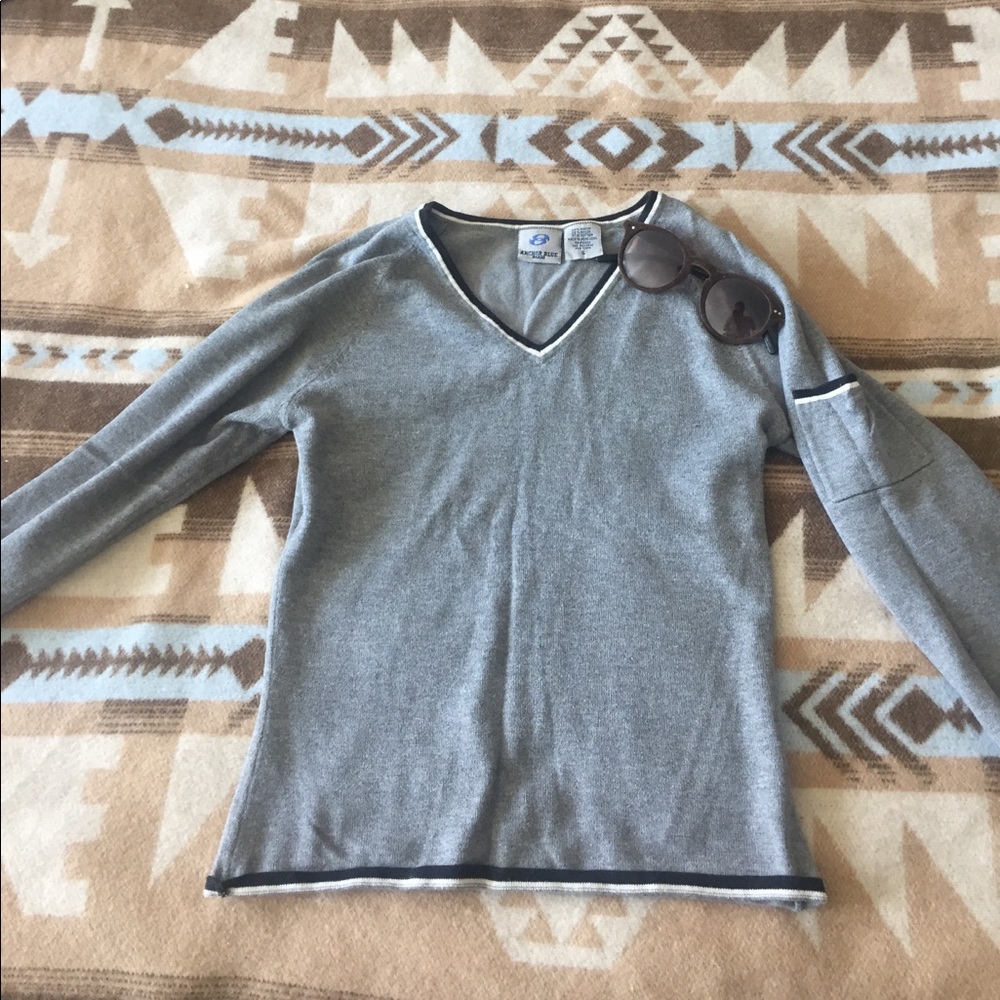 Anchor Blue V-neck 3/4 Top