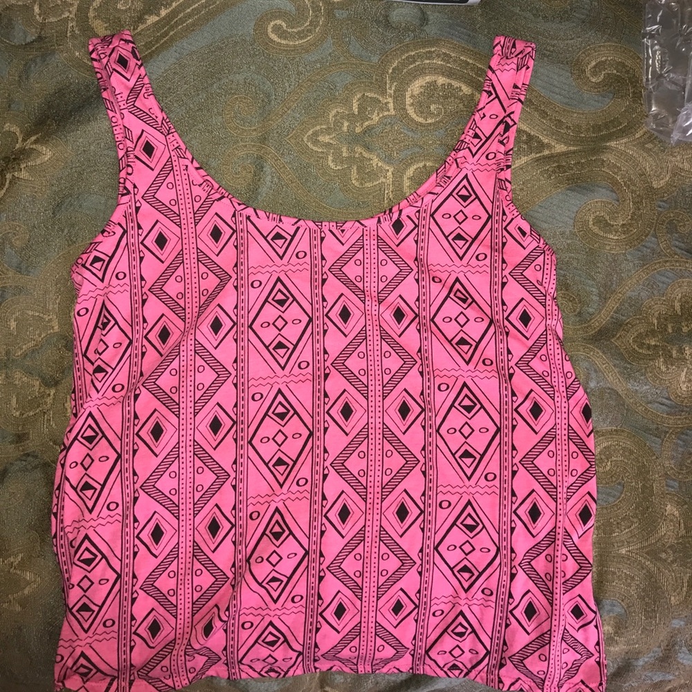 Neon pink and black tank
