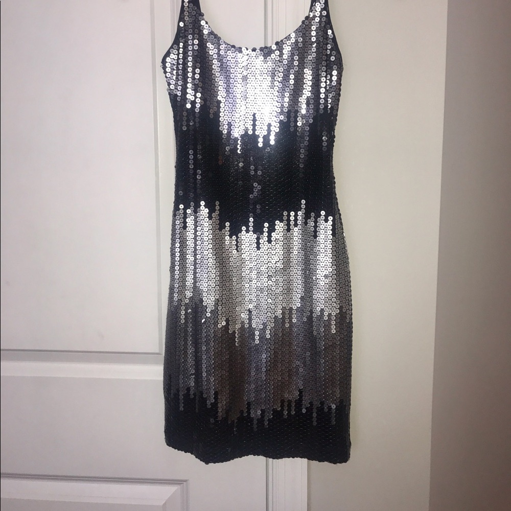 Black and Silver Metallic Sequin Dress
