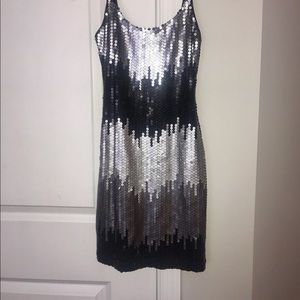 Black and Silver Metallic Sequin Dress
