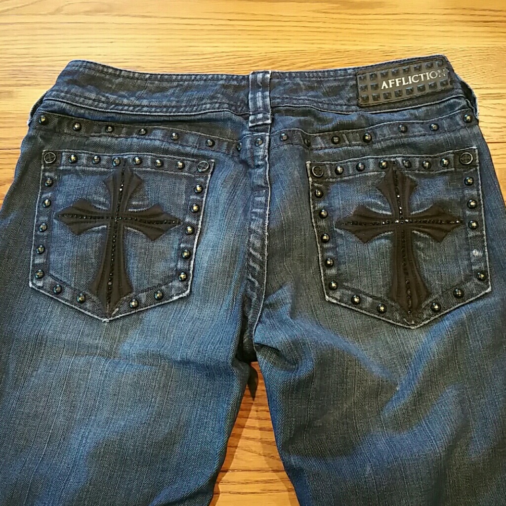 Affliction studded jeans