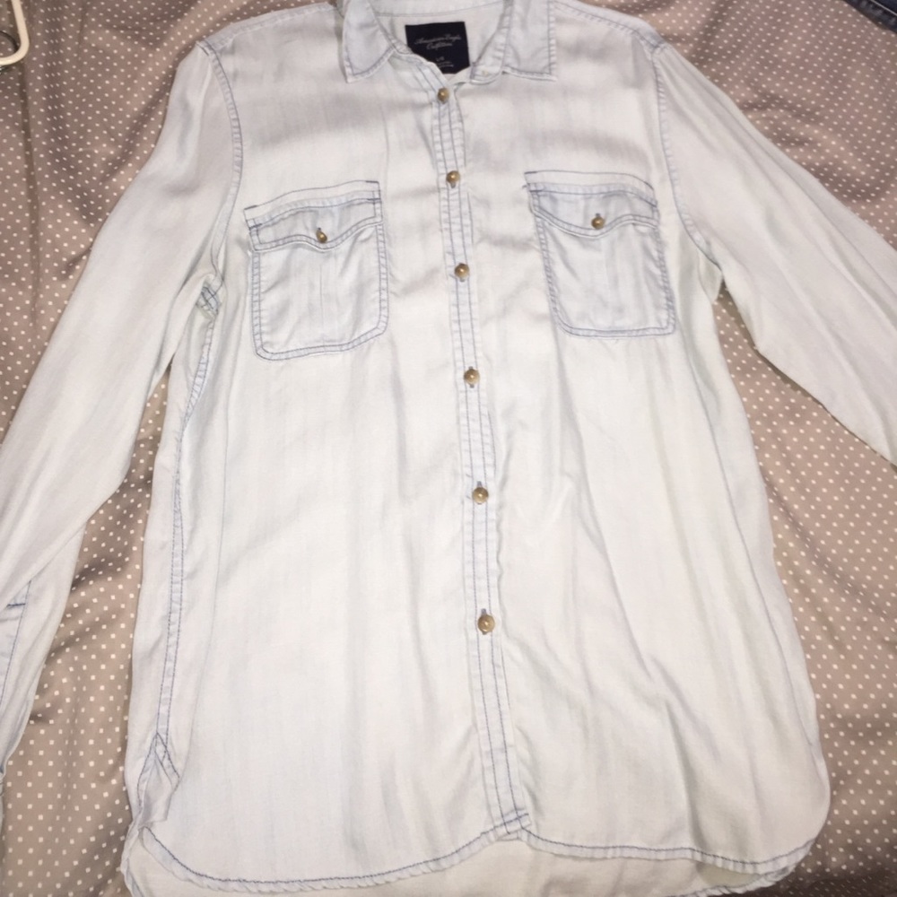 Denim long sleeve bottom down