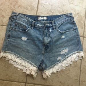 Free people lace denim short
