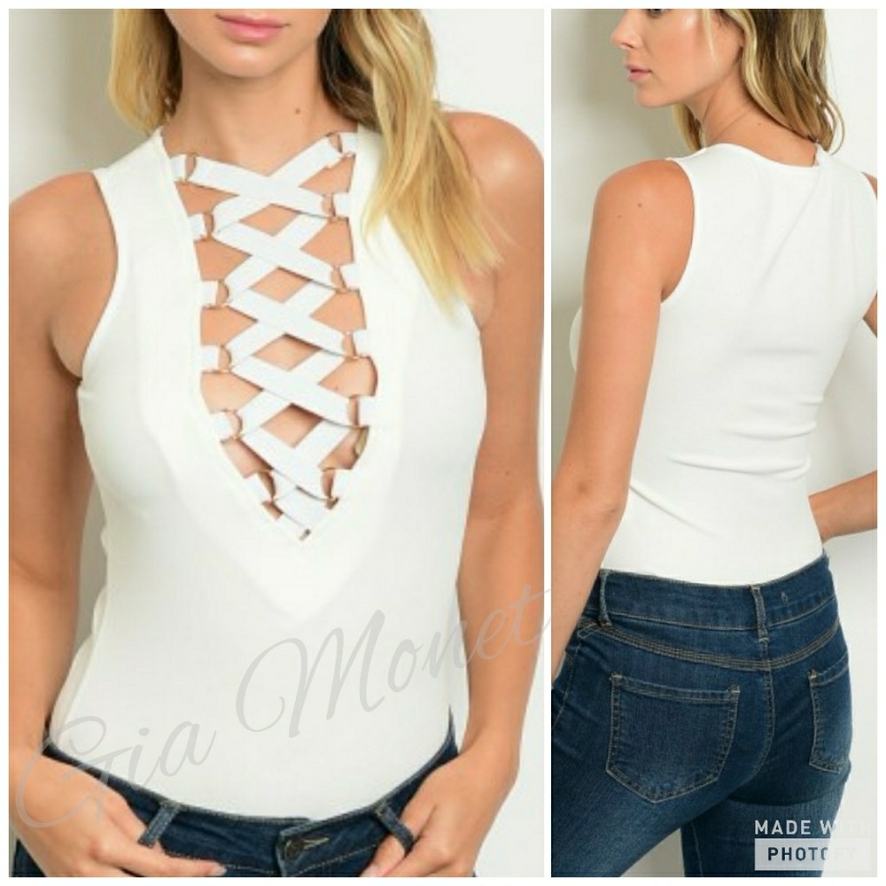 Lace up ivory bodysuit