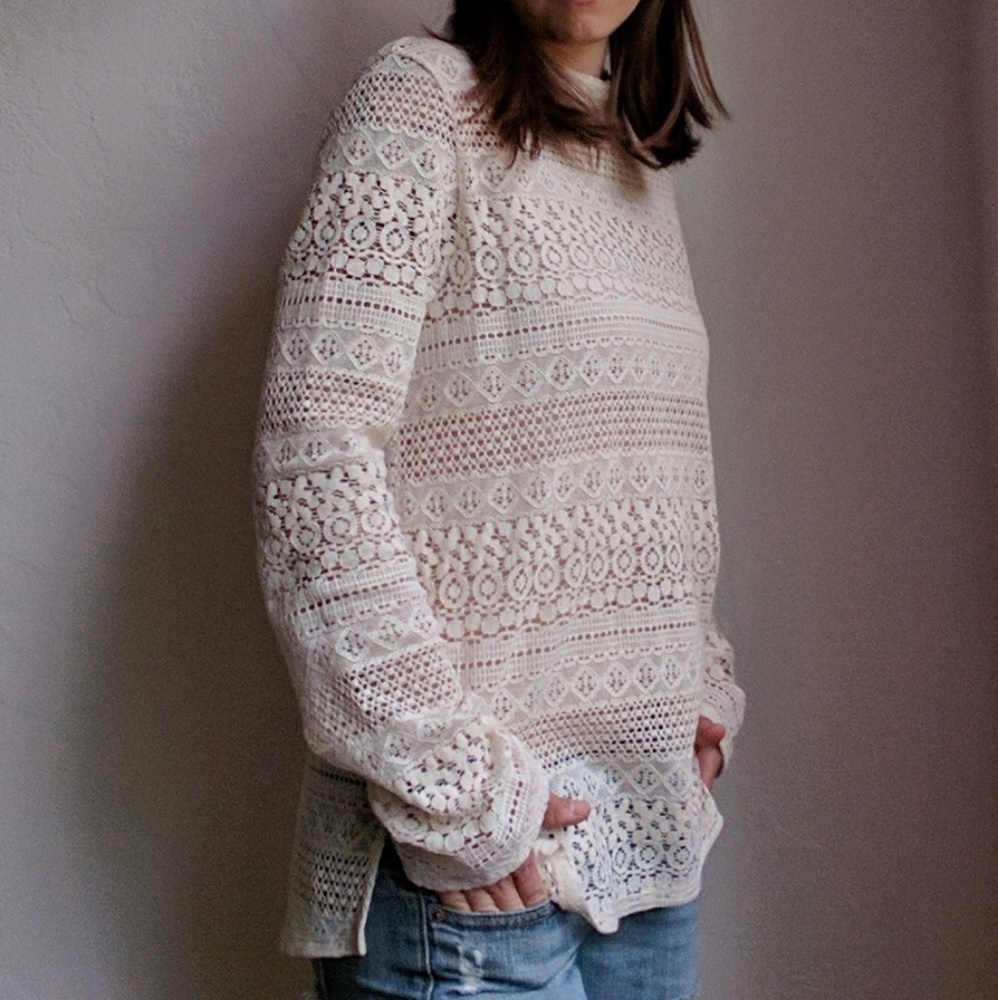 Lace cream tunic