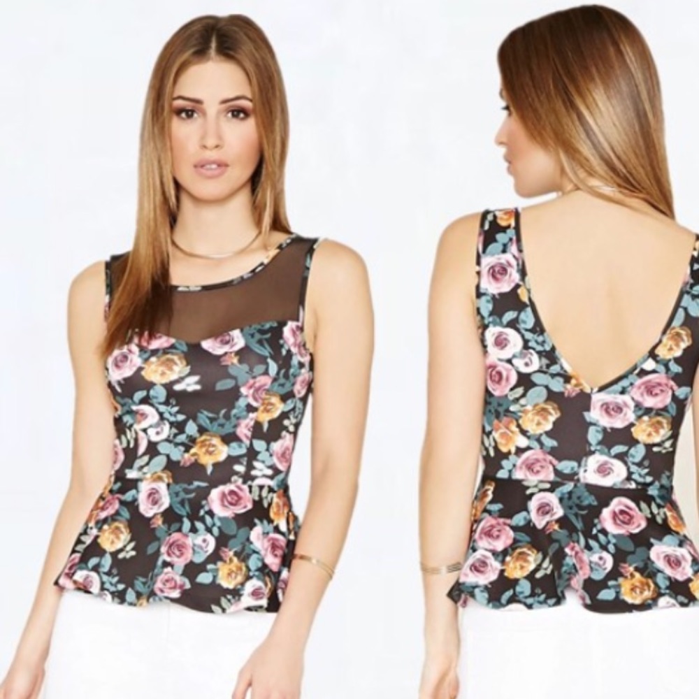 SOLD Floral peplum Top Forever 21 - Picture 1 of 4