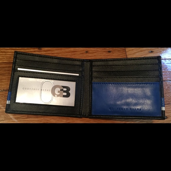 NWOT GEOFFREY BEENE BLK BLUE/WHT SLIM ID BILLFOLD - Picture 3 of 6