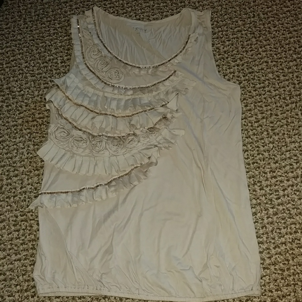 Loft ruffles and roses tank