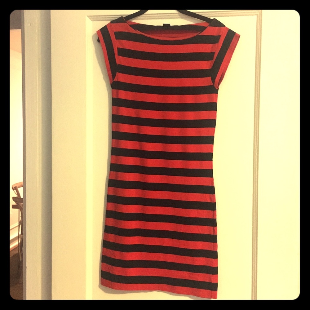 Red & Navy Striped Dress
