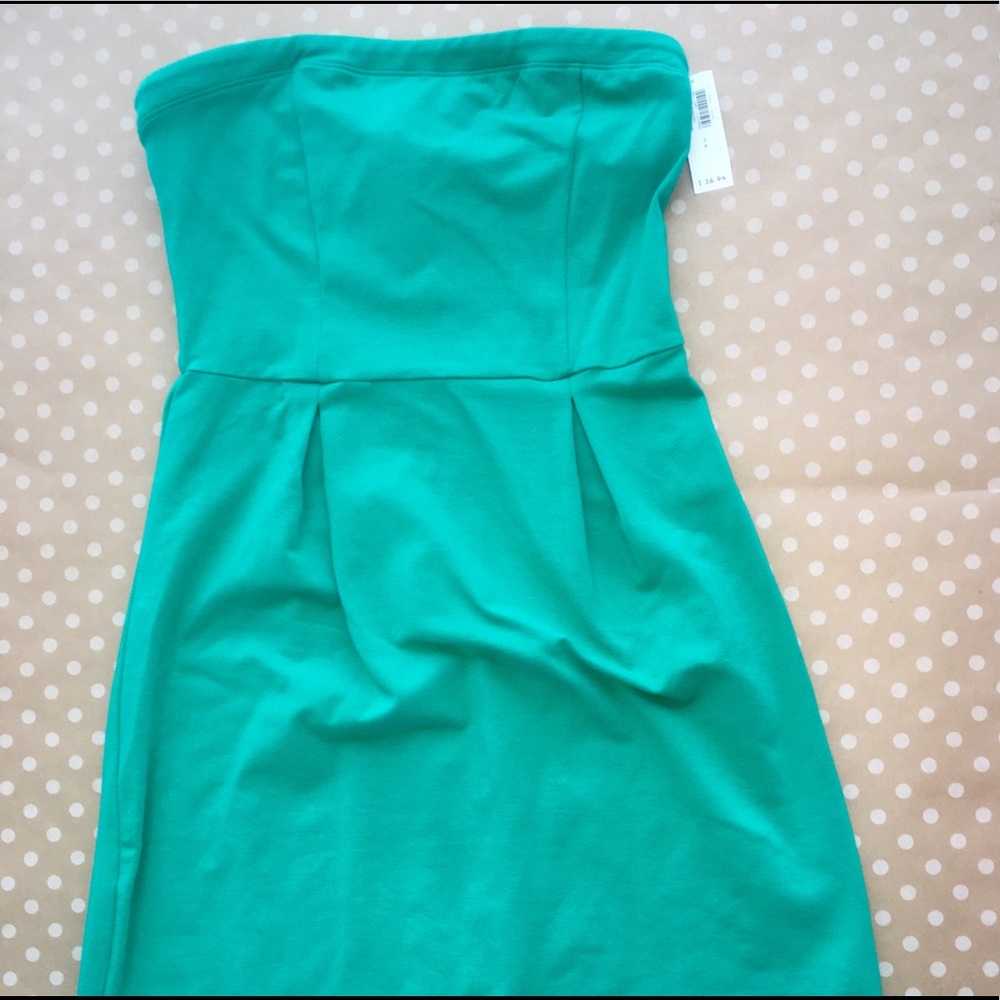 Old Navy Kelly Green Strapless Cotton Dress SMALL