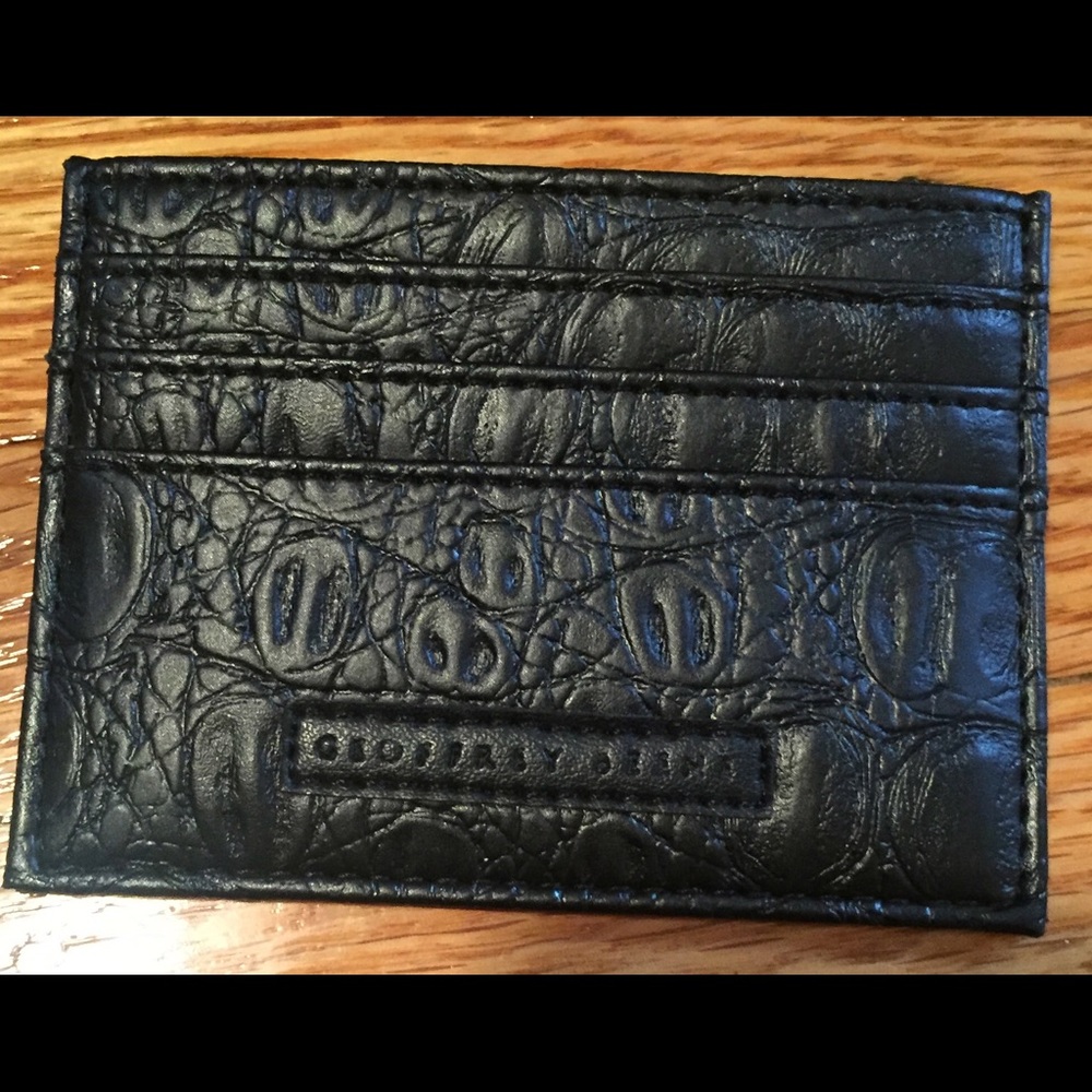 NWOT GEOFFREY BEENE BLACK FAUX CROCO CARDCASE