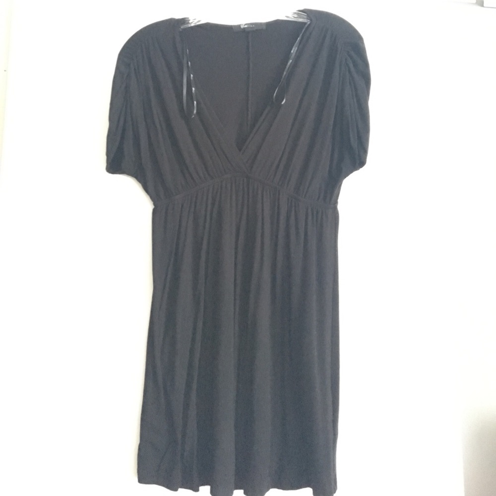 Black V-Neck Mini Dress