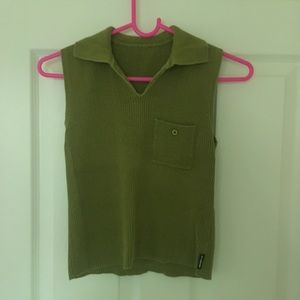 Green collared tank top