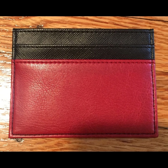 NWOT GEOFFREY BEENE BLACK RED/WHITE CARDCASE - Picture 2 of 5