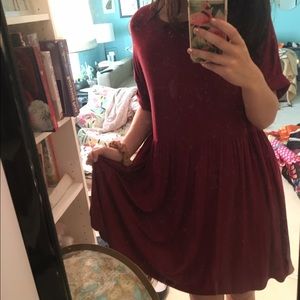 Burgundy Boohoo t-shirt dress