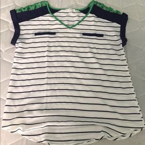 Navy stripped v neck blouse. Excellent condition