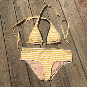 Yellow striped bikini