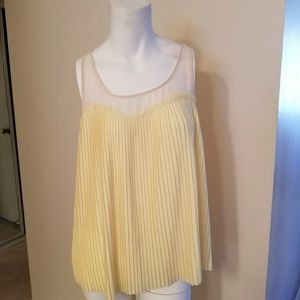 Lauren Conrad Pleated Top with Sheer Neckline