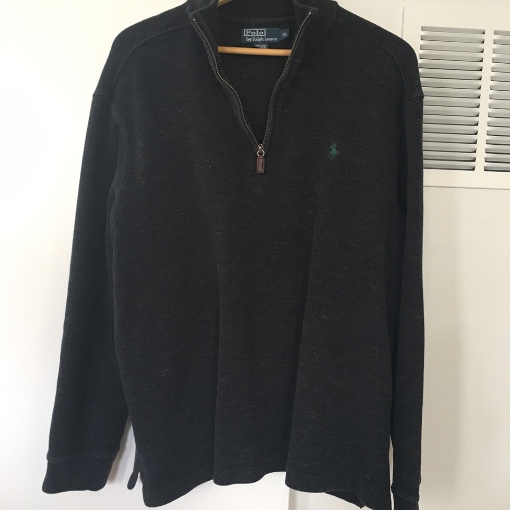 Dark Heather Grey RL Polo Half Zip Men's Sweater