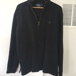 Dark Heather Grey RL Polo Half Zip Men's Sweater