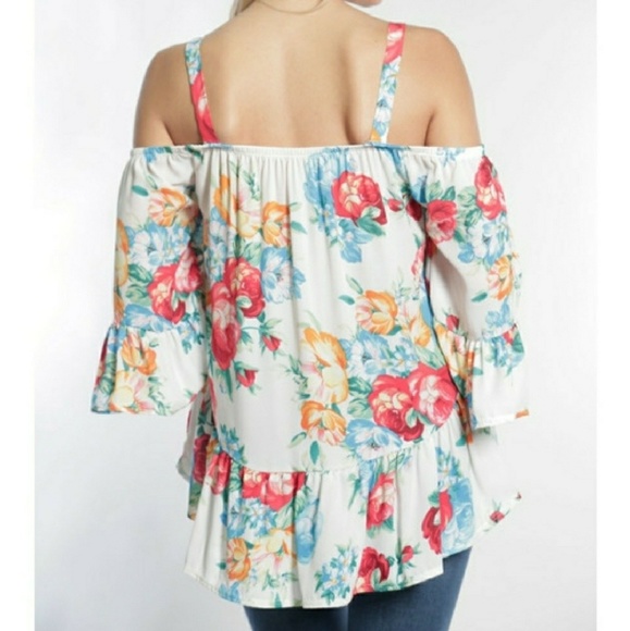 Floral Cold Shoulder Sleeveless Blouse - Picture 4 of 7