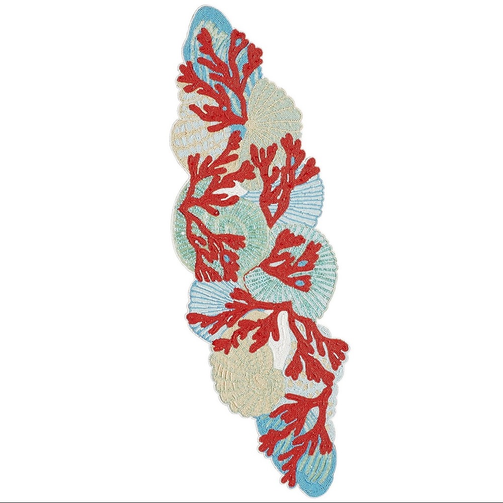 NWT Pier 1 Beaded Waterways Coral Table Runner 41"