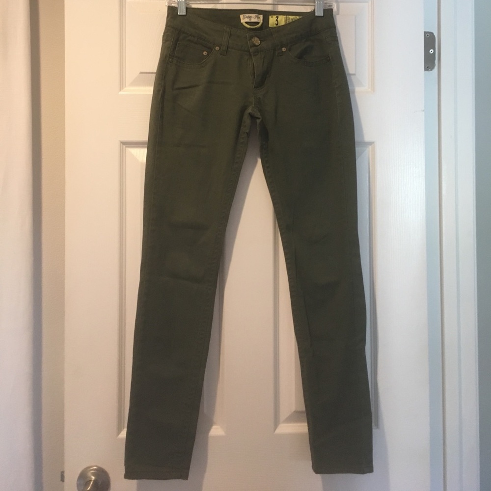 Army green skinny jeans