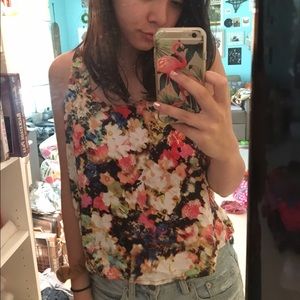 Floral xhilaration crop tank top