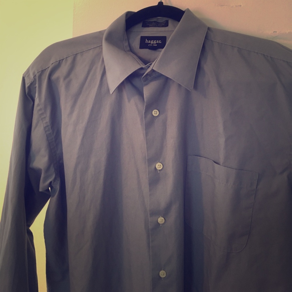 Haggar Navy Blue Button Down
