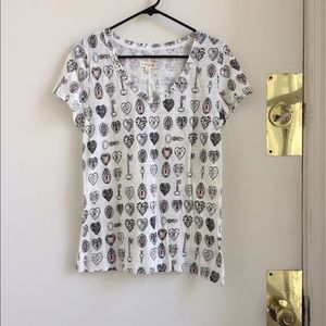 Hearts and Keys T-Shirt (maison Jules, Med, NWT)