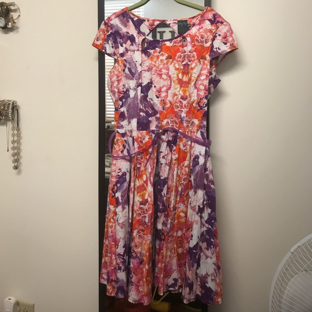 Purple floral/multicolored A-Line dress. Size 12