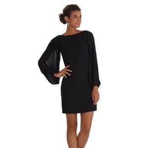 WHBM Black Puff Sleeve Mini Dress