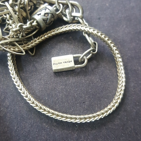 32" triple strand bronze necklace w stones - Picture 3 of 3