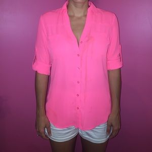 Long sleeve pink shear blouse