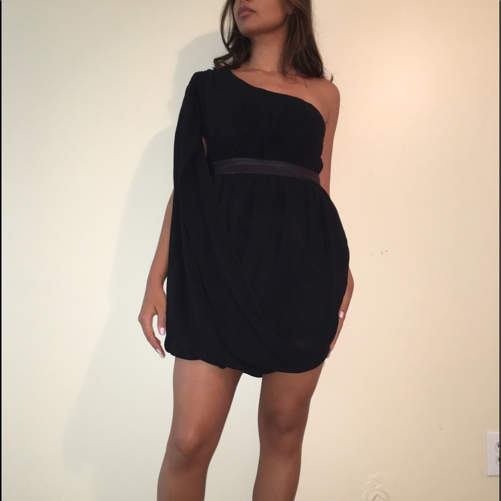 Black one shoulder cocktail dress