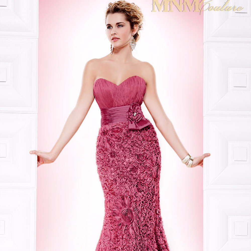 Pink MNM Couture 7390 strapless sweetheart bodice