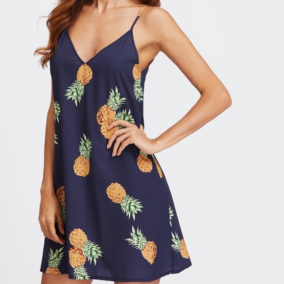 Dresses & Skirts - 🆕🍍Cami dress w/ double v & pineapple print🍍
