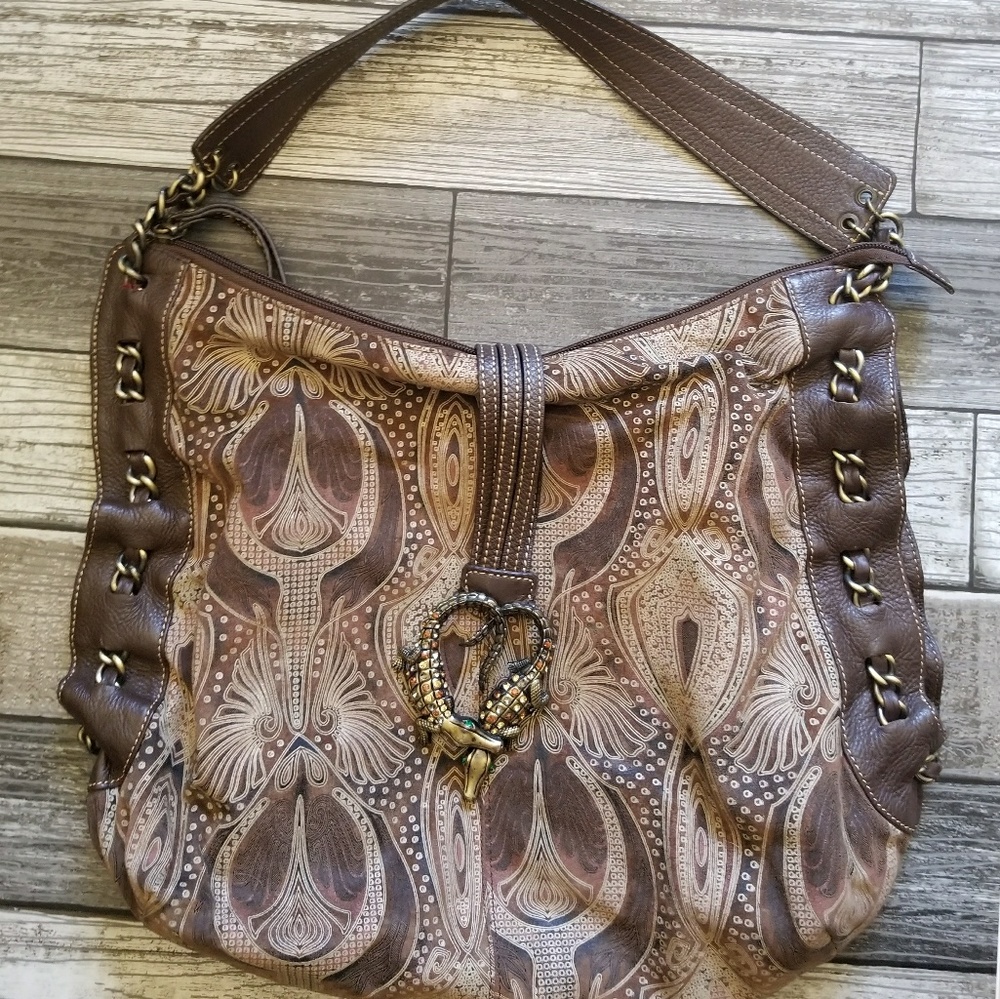 SHARIF STUDIO brown embossed bag - Picture 1 of 8