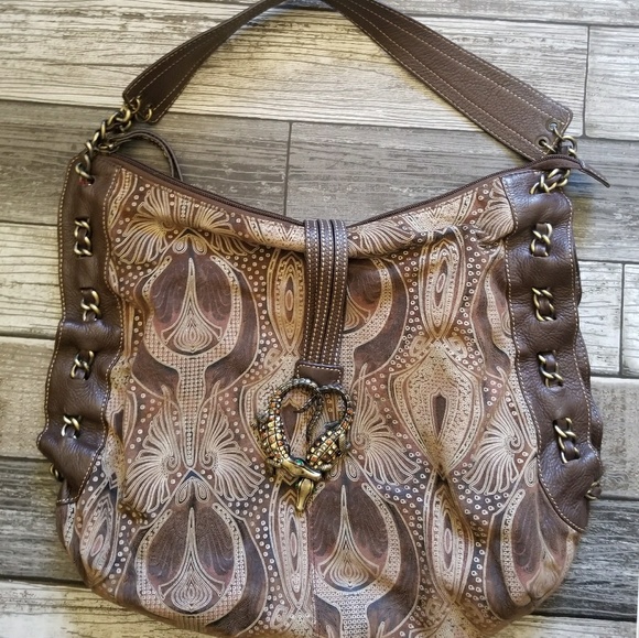 Sharif Handbags - SHARIF STUDIO brown embossed bag