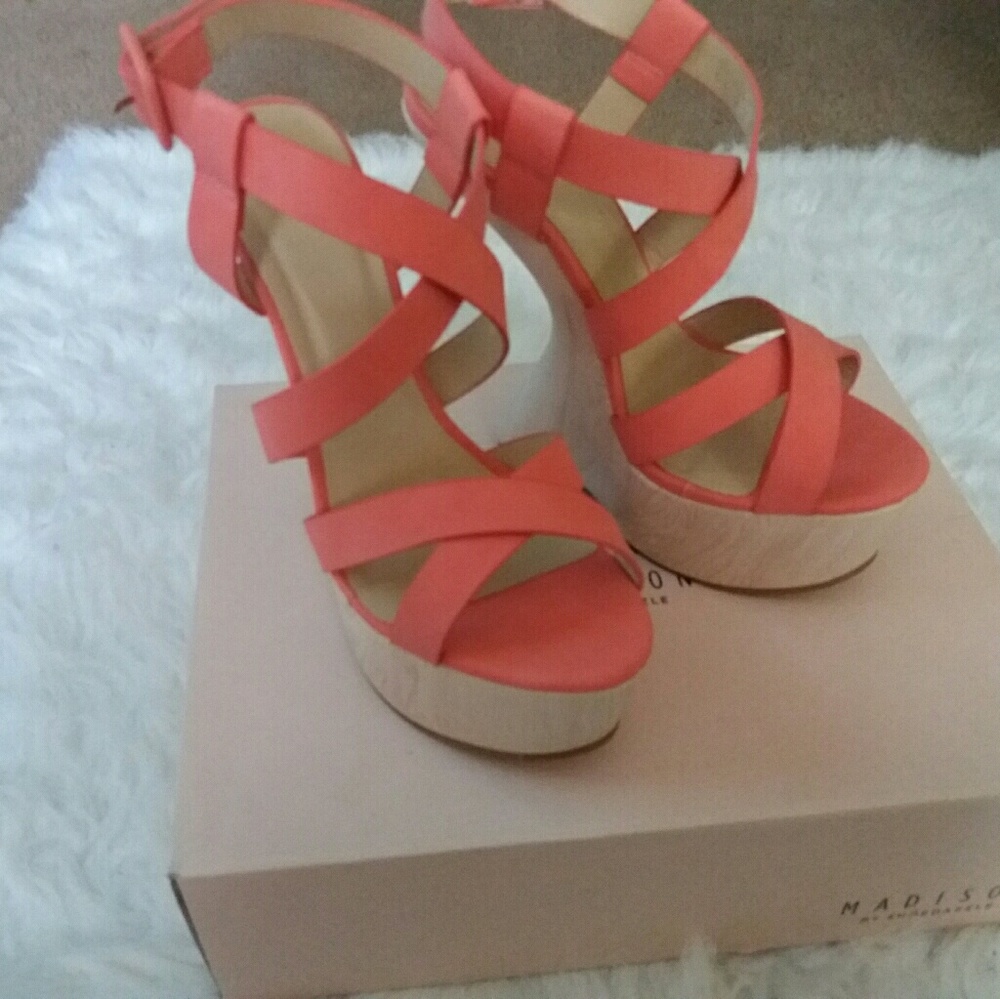 Coral Cut Out Wedge Heels